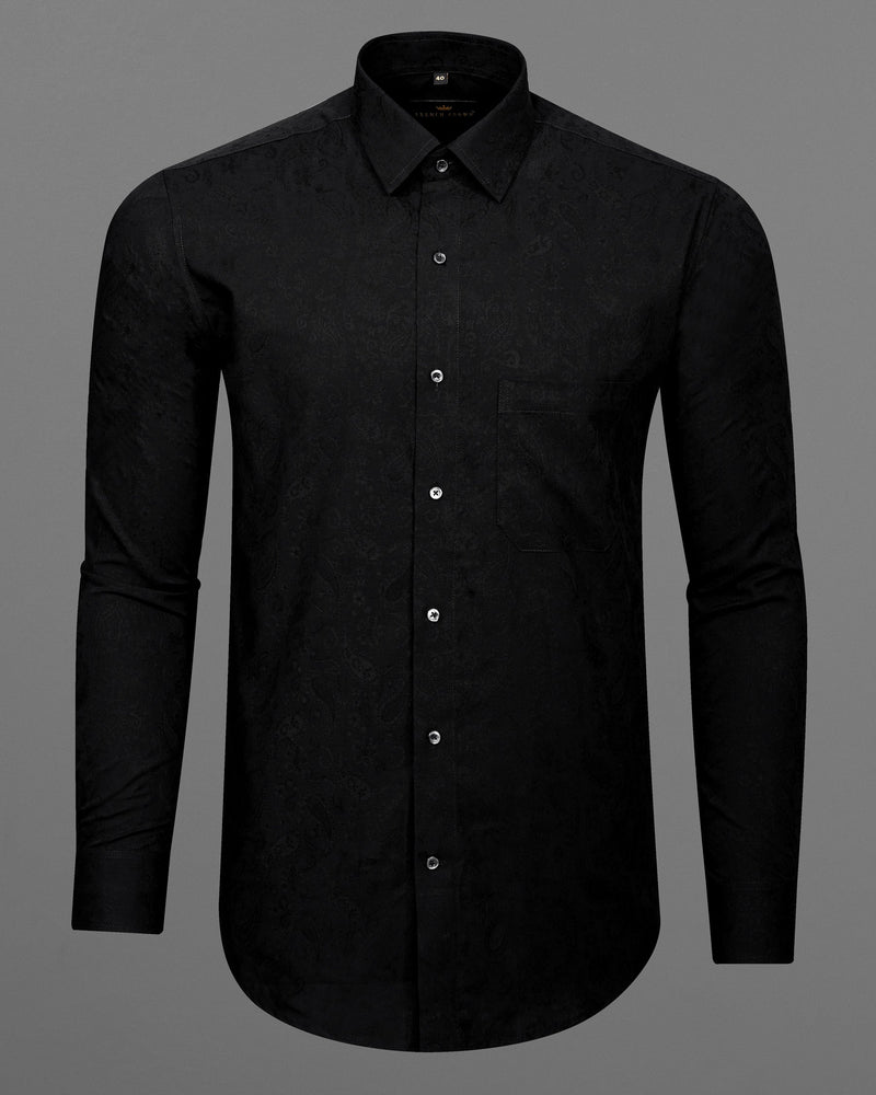 Jade Black With Self Paisleys Jacquard Textured Premium Giza Cotton Shirt 7136-BLK-38,7136-BLK-H-38,7136-BLK-39,7136-BLK-H-39,7136-BLK-40,7136-BLK-H-40,7136-BLK-42,7136-BLK-H-42,7136-BLK-44,7136-BLK-H-44,7136-BLK-46,7136-BLK-H-46,7136-BLK-48,7136-BLK-H-48,7136-BLK-50,7136-BLK-H-50,7136-BLK-52,7136-BLK-H-52