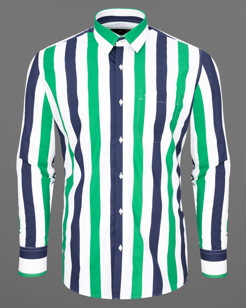 Bright White with Martinique Blue and Dark Mint Striped Premium Cotton Shirt 7139-38,7139-H-38,7139-39,7139-H-39,7139-40,7139-H-40,7139-42,7139-H-42,7139-44,7139-H-44,7139-46,7139-H-46,7139-48,7139-H-48,7139-50,7139-H-50,7139-52,7139-H-52