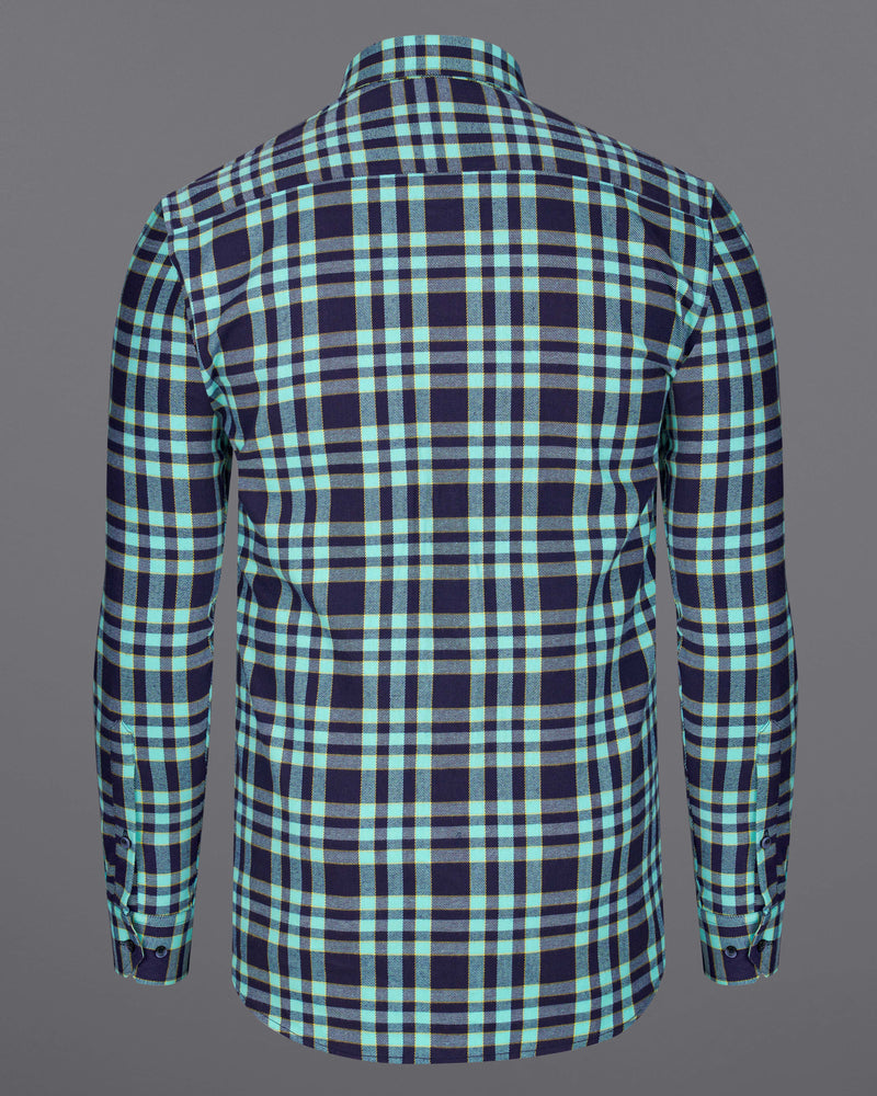 Aqua Island with Bleached Cedar Plaid Twill Overshirt