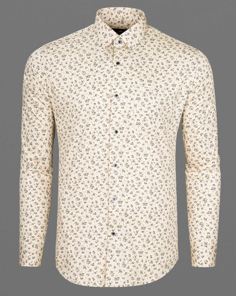 Beauty Bush Mini Floral Twill Textured Premium Cotton Shirt