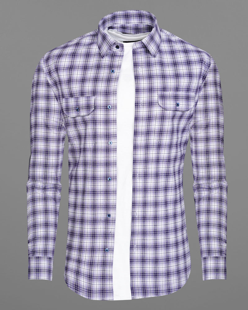 Manatee and white Plaid Oxford Royal Overshirt