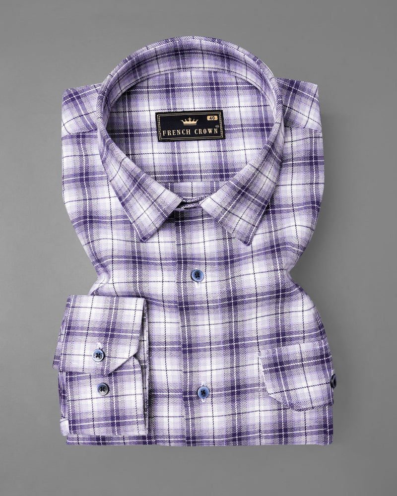 Manatee and white Plaid Oxford Royal Overshirt