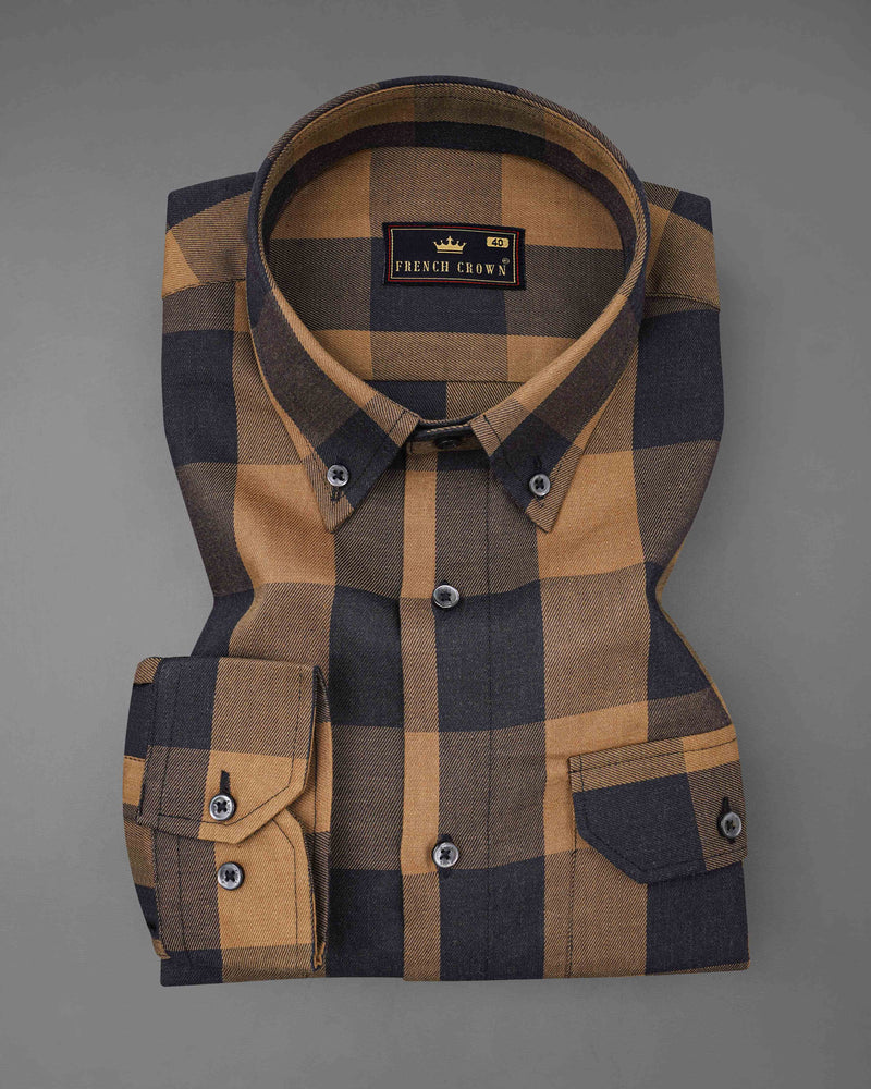 Santa Fe with Charcoal Plaid Twill Overshirt