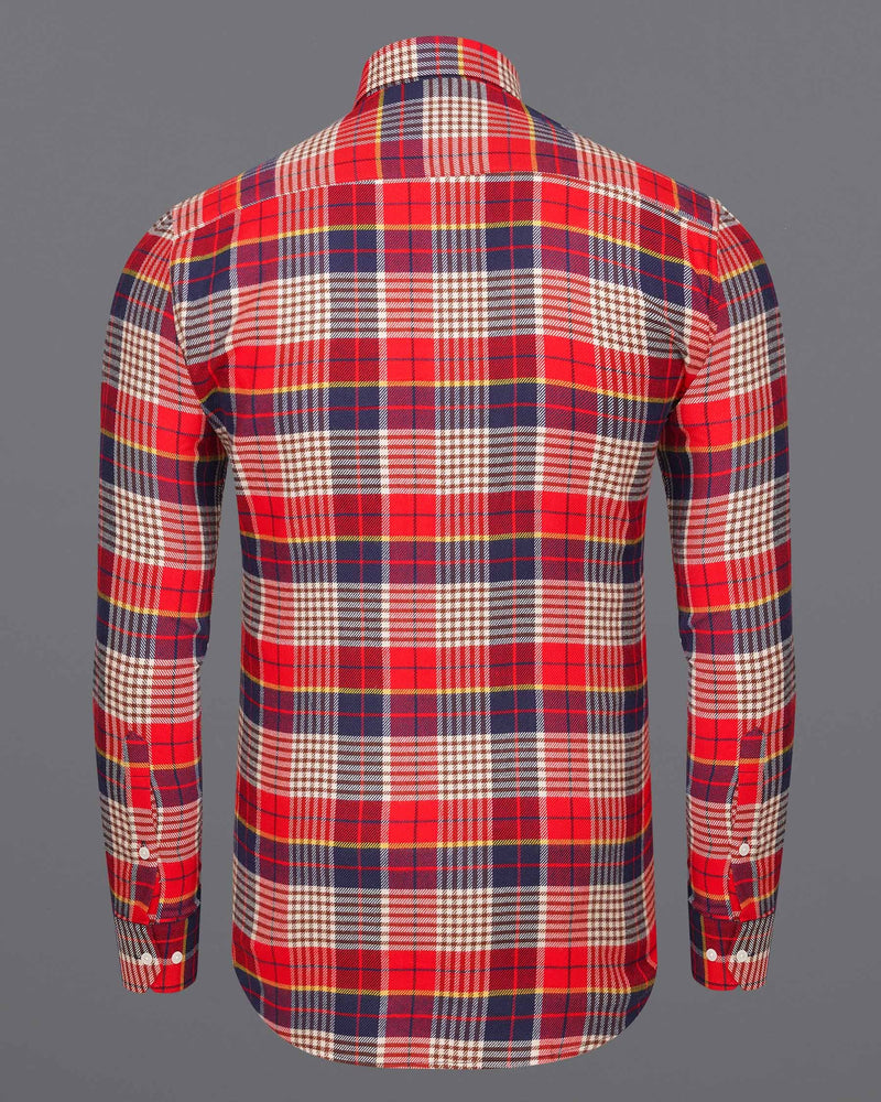 Coral Red and Hampton Brown Plaid Flannel Shirt