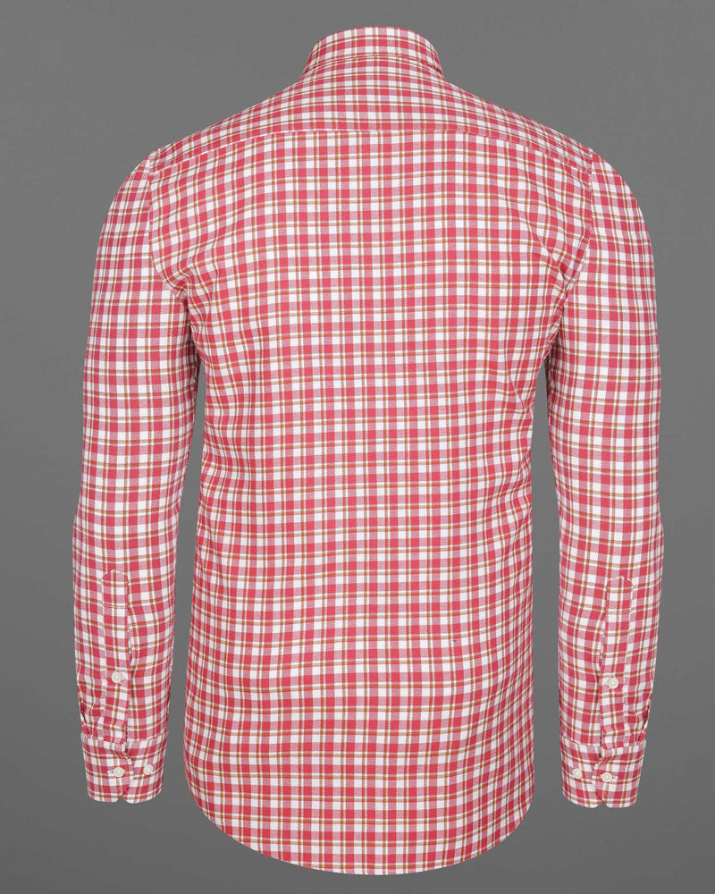 Brink Pink and White Plaid Twill Premium Cotton Overshirt