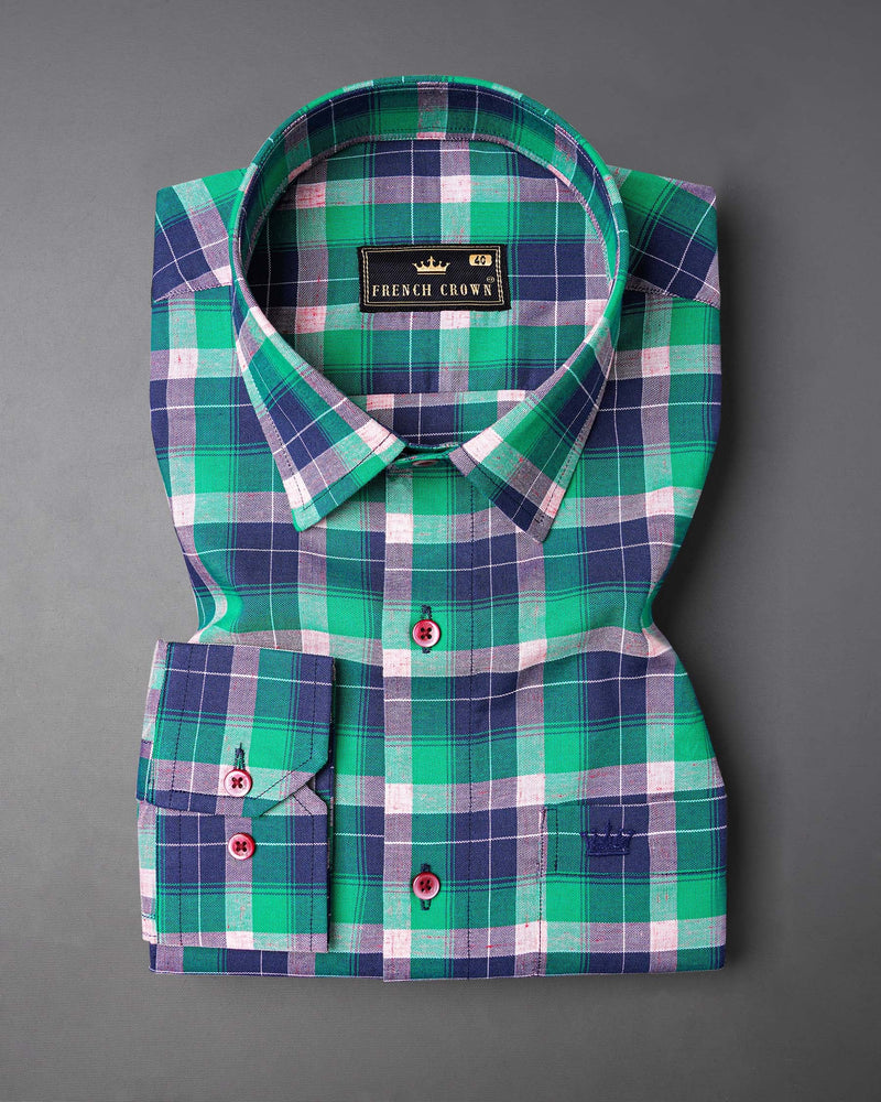 Chambray Blue and Topaz Green Plaid Royal Oxford Shirt 7208-MN-38,7208-MN-H-38,7208-MN-39,7208-MN-H-39,7208-MN-40,7208-MN-H-40,7208-MN-42,7208-MN-H-42,7208-MN-44,7208-MN-H-44,7208-MN-46,7208-MN-H-46,7208-MN-48,7208-MN-H-48,7208-MN-50,7208-MN-H-50,7208-MN-52,7208-MN-H-52