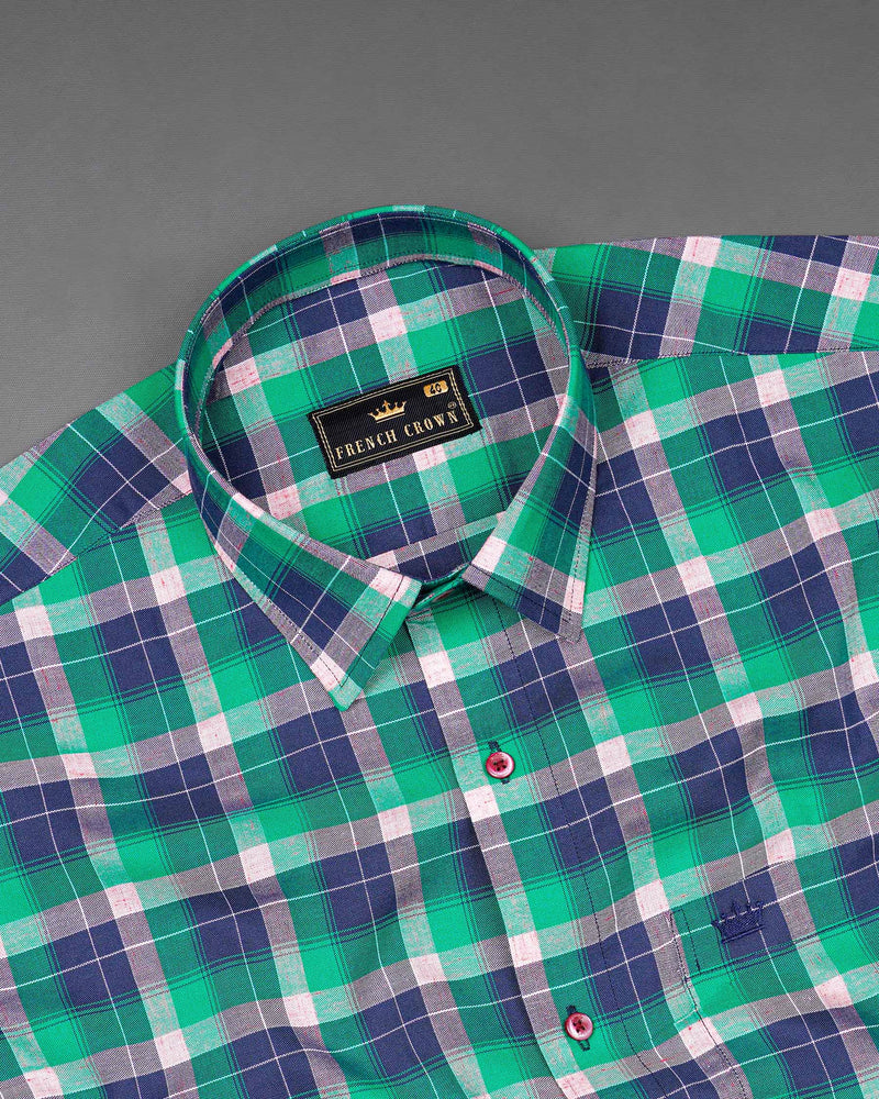 Chambray Blue and Topaz Green Plaid Royal Oxford Shirt 7208-MN-38,7208-MN-H-38,7208-MN-39,7208-MN-H-39,7208-MN-40,7208-MN-H-40,7208-MN-42,7208-MN-H-42,7208-MN-44,7208-MN-H-44,7208-MN-46,7208-MN-H-46,7208-MN-48,7208-MN-H-48,7208-MN-50,7208-MN-H-50,7208-MN-52,7208-MN-H-52