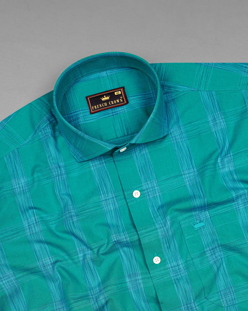 Teal Green Plaid Premium Cotton Shirt 7219-CA-38,7219-CA-H-38,7219-CA-39,7219-CA-H-39,7219-CA-40,7219-CA-H-40,7219-CA-42,7219-CA-H-42,7219-CA-44,7219-CA-H-44,7219-CA-46,7219-CA-H-46,7219-CA-48,7219-CA-H-48,7219-CA-50,7219-CA-H-50,7219-CA-52,7219-CA-H-52