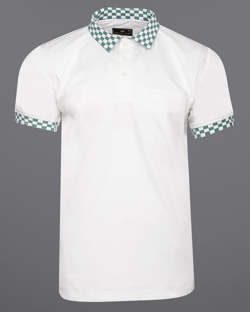 Bright White Checkered Collar and Sleeves Super Soft Premium Cotton Polo shirt 7228-P392-38,7228-P392-H-38,7228-P392-39,7228-P392-H-39,7228-P392-40,7228-P392-H-40,7228-P392-42,7228-P392-H-42,7228-P392-44,7228-P392-H-44,7228-P392-46,7228-P392-H-46,7228-P392-48,7228-P392-H-48,7228-P392-50,7228-P392-H-50,7228-P392-52,7228-P392-H-52