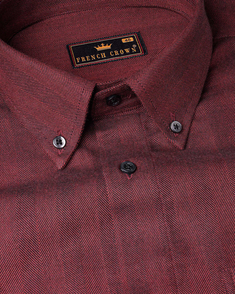 Espresso Herringbone Premium Cotton Shirt