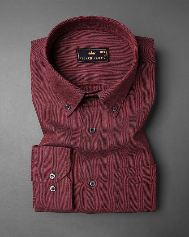 Espresso Herringbone Premium Cotton Shirt