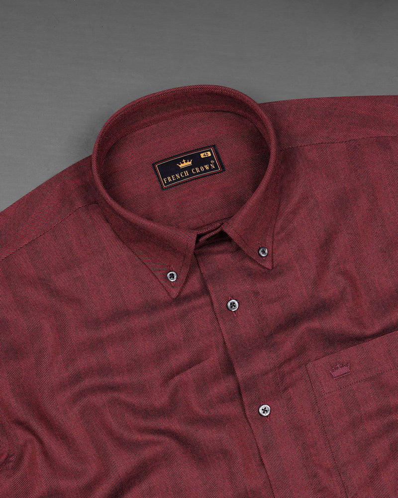 Espresso Herringbone Premium Cotton Shirt