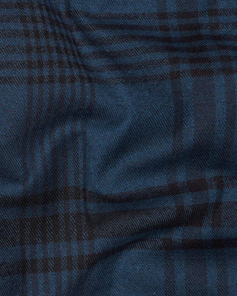 Madison Blue And Black Plaid Premium Cotton Flannel Shirt