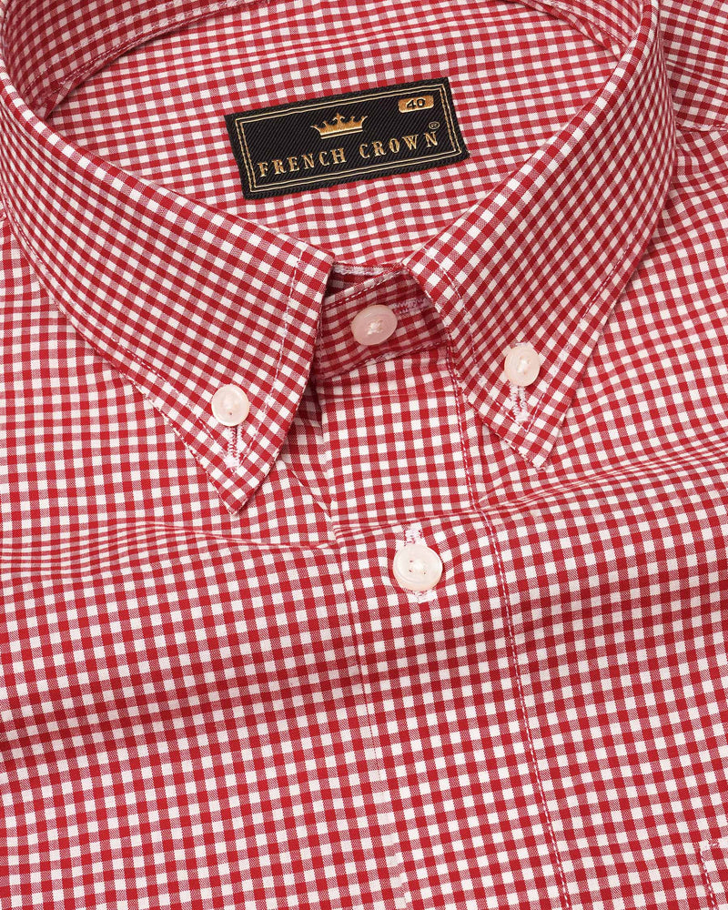 Red With White Gingham Premium Cotton Shirt