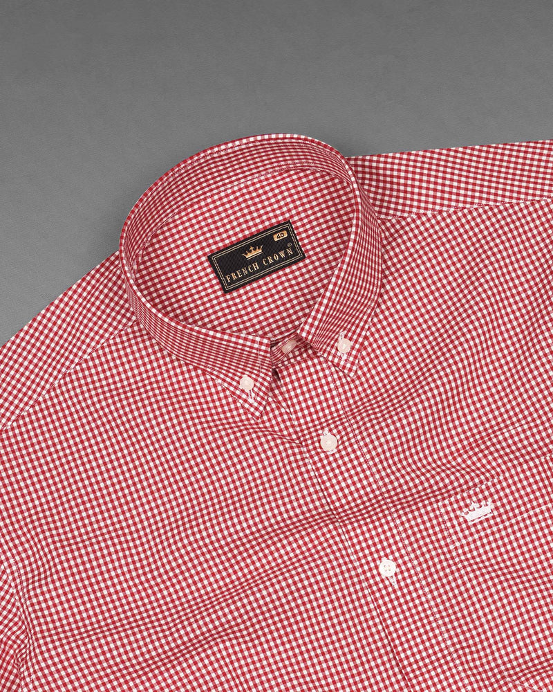 Red With White Gingham Premium Cotton Shirt