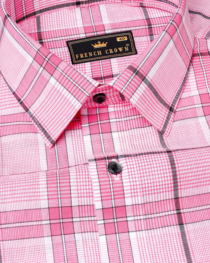 Deep Blush Pink Plaid Premium Cotton Shirt