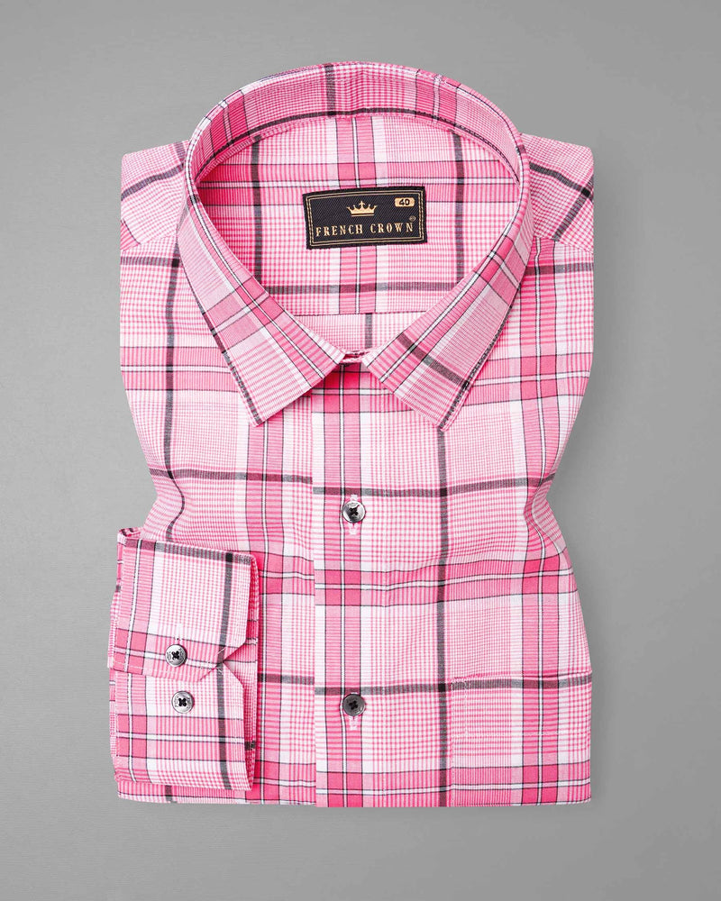 Deep Blush Pink Plaid Premium Cotton Shirt