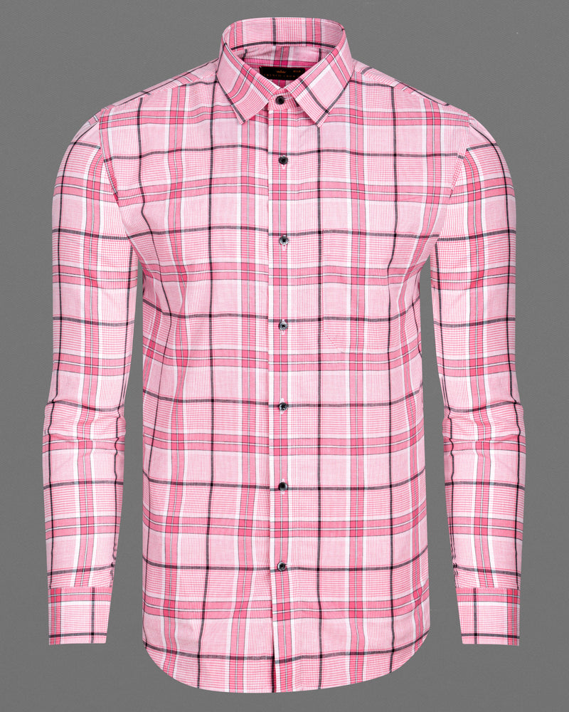 Deep Blush Pink Plaid Premium Cotton Shirt