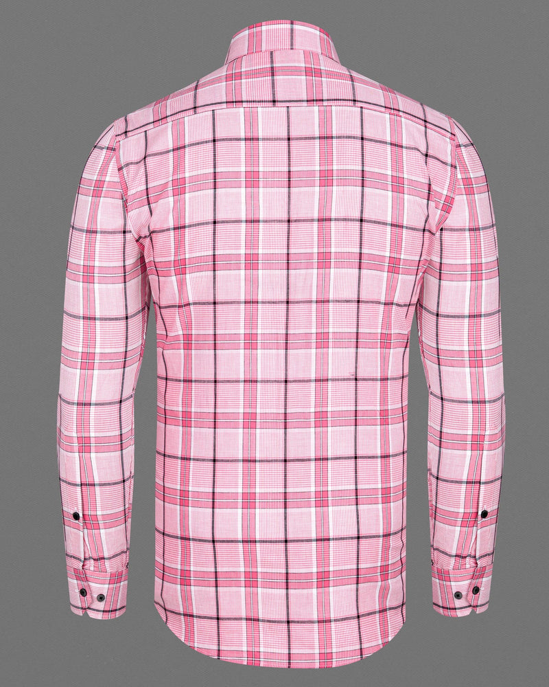 Deep Blush Pink Plaid Premium Cotton Shirt