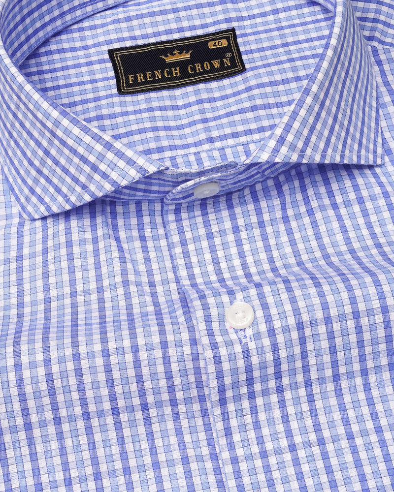 Portage Blue Checkered Premium Cotton Shirt