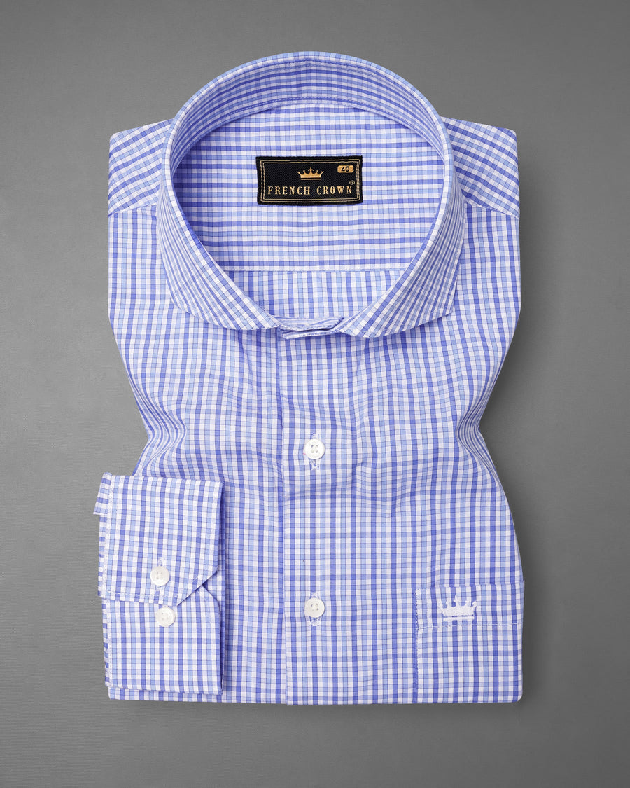Portage Blue Checkered Premium Cotton Shirt