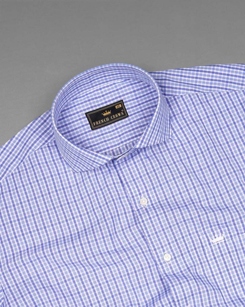 Portage Blue Checkered Premium Cotton Shirt