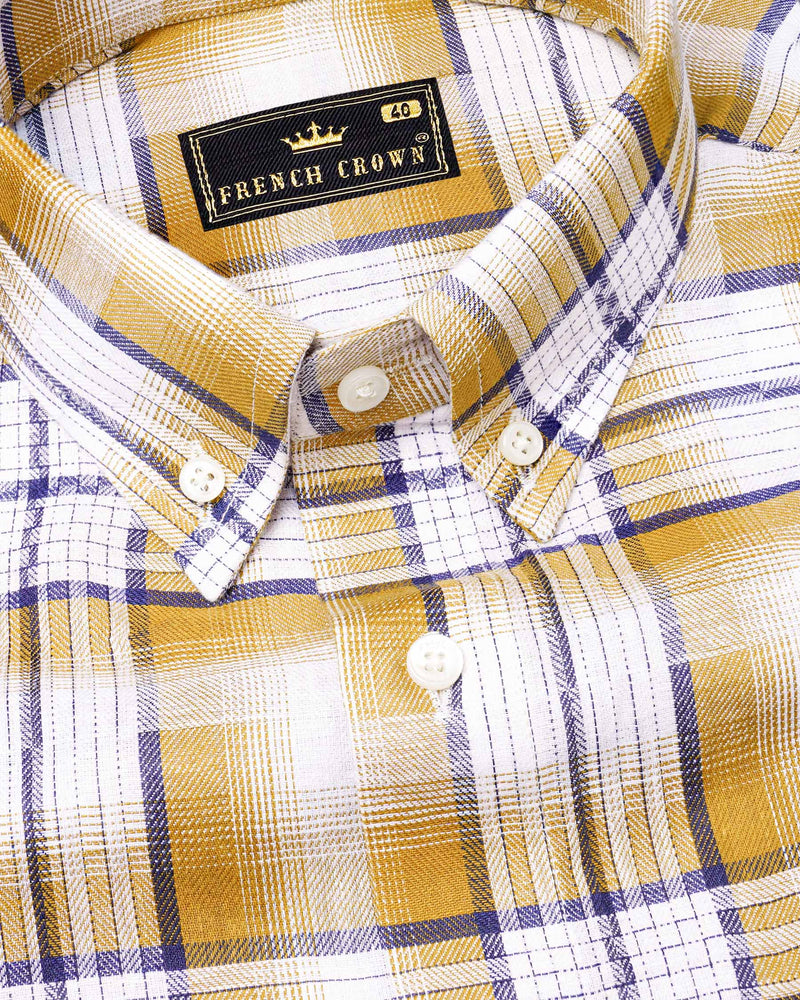 Minsk Brown Twill Plaid Premium Cotton Shirt