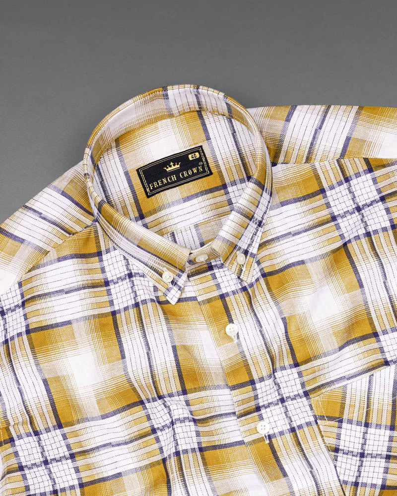 Minsk Brown Twill Plaid Premium Cotton Shirt