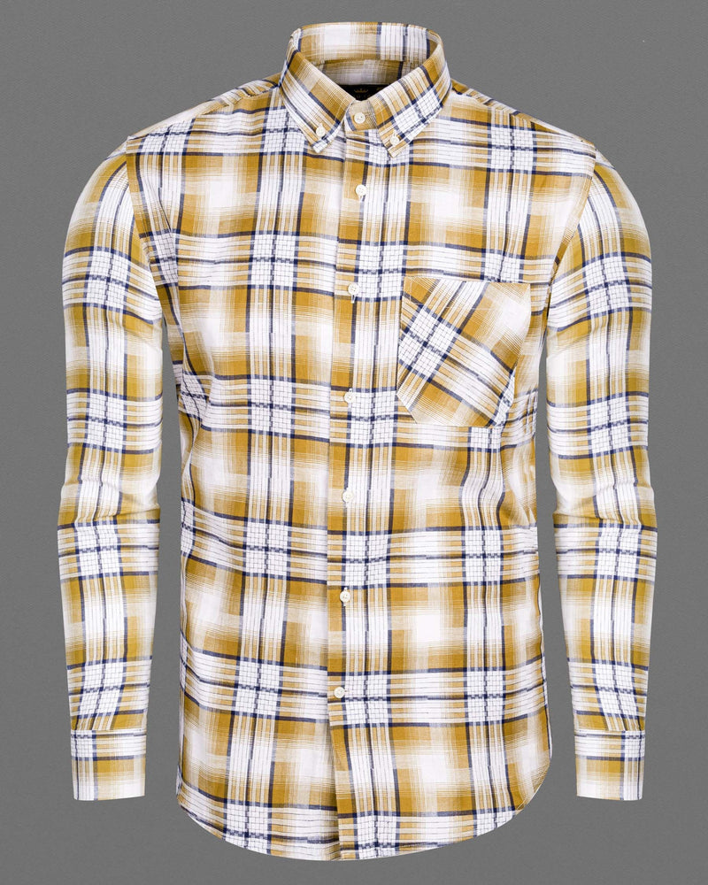 Minsk Brown Twill Plaid Premium Cotton Shirt