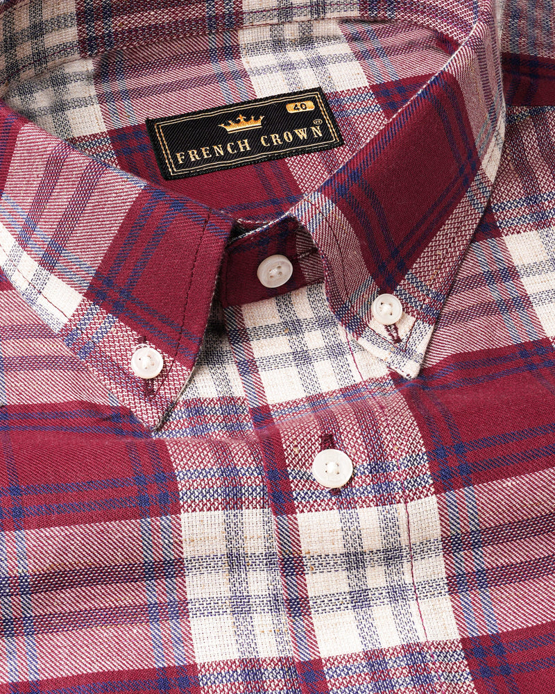 Shiraz Red and Pot Pourri Twill Plaid Premium Cotton Shirt