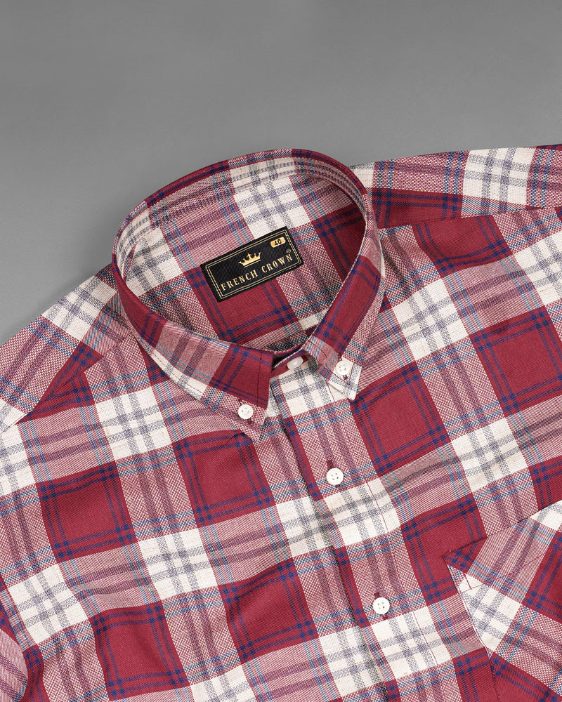 Shiraz Red and Pot Pourri Twill Plaid Premium Cotton Shirt