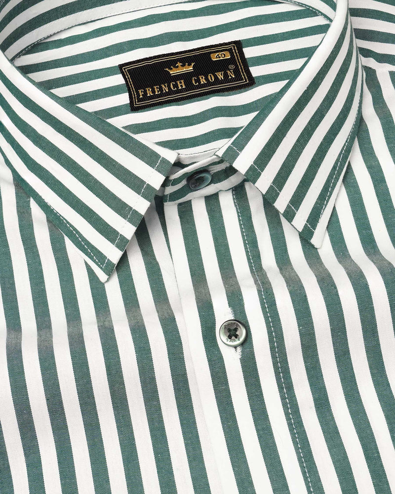 Stromboli Green Striped Premium Cotton Shirt