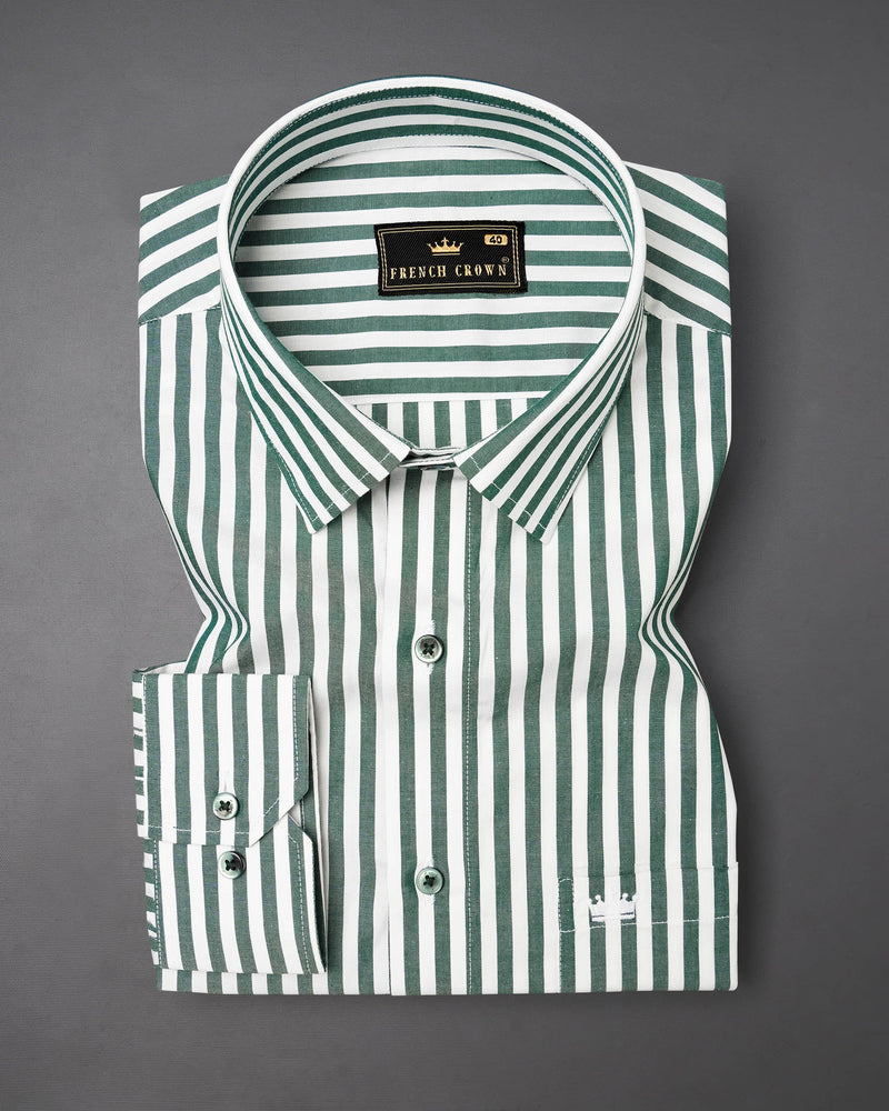 Stromboli Green Striped Premium Cotton Shirt