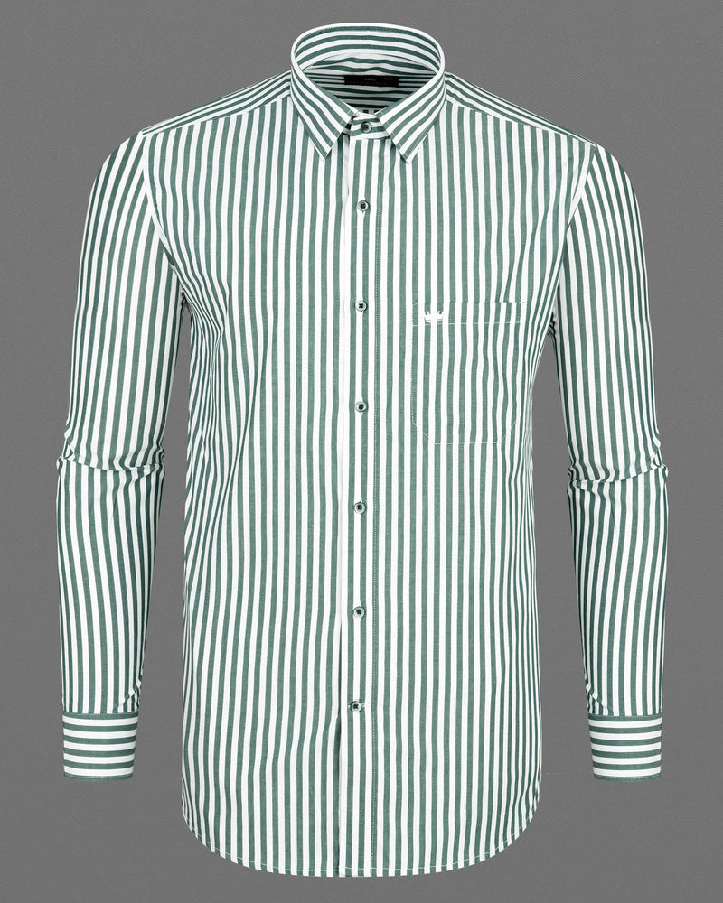 Stromboli Green Striped Premium Cotton Shirt