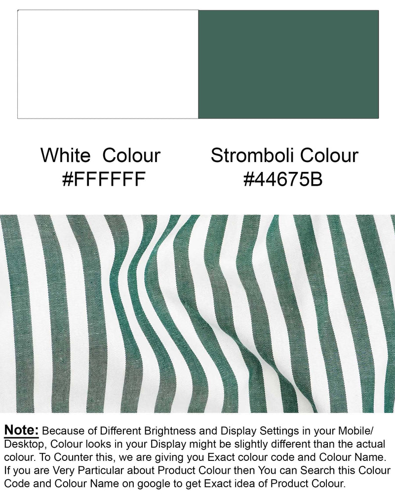 Stromboli Green Striped Premium Cotton Shirt