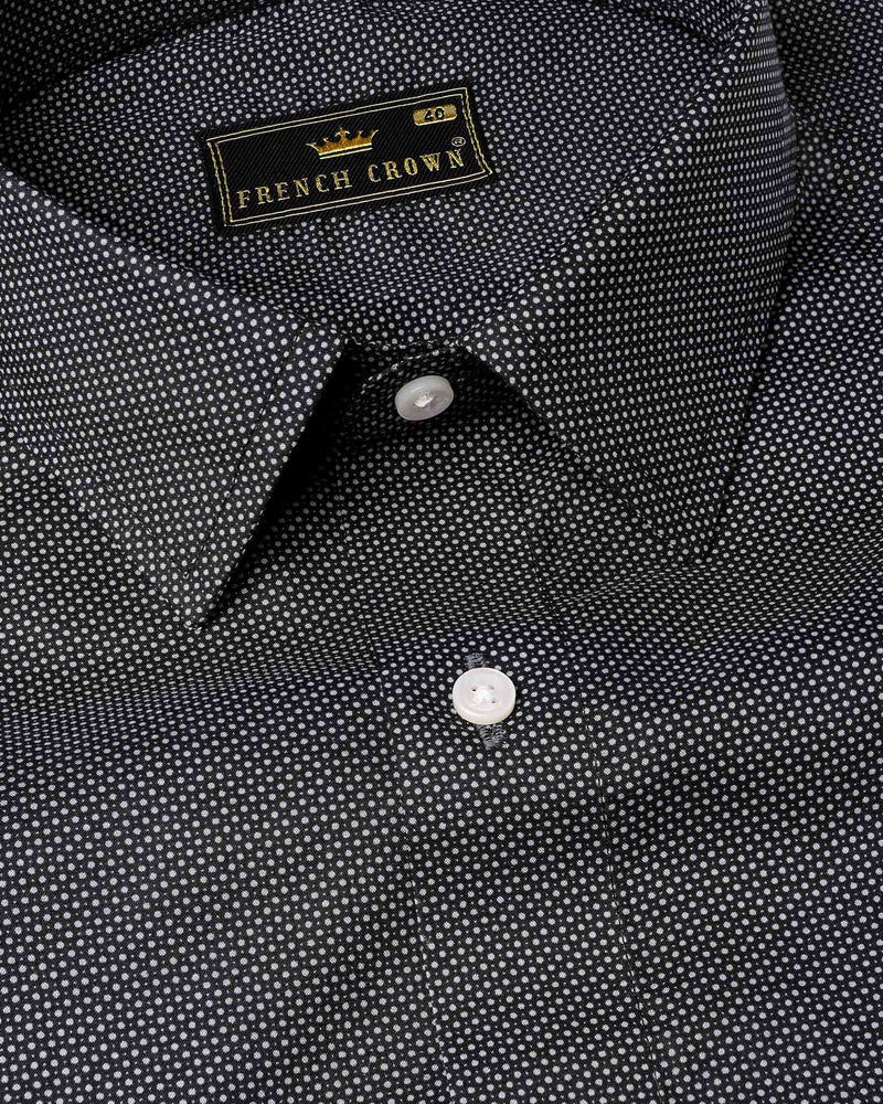 Jade Black White Dotted Premium Cotton Shirt