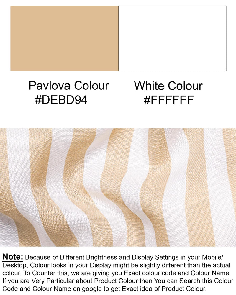 Pavlova Brown and Bright White Vertical Striped Premium Tencel Shirt