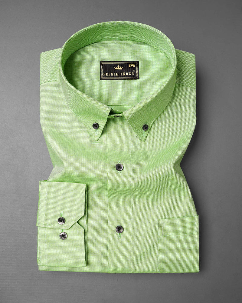 Feijoa Green Dobby Textured Premium Giza Cotton Shirt