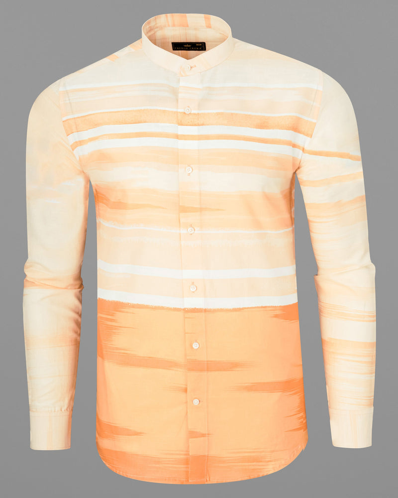 Neon Carrot and white Luxurious Linen Shirt