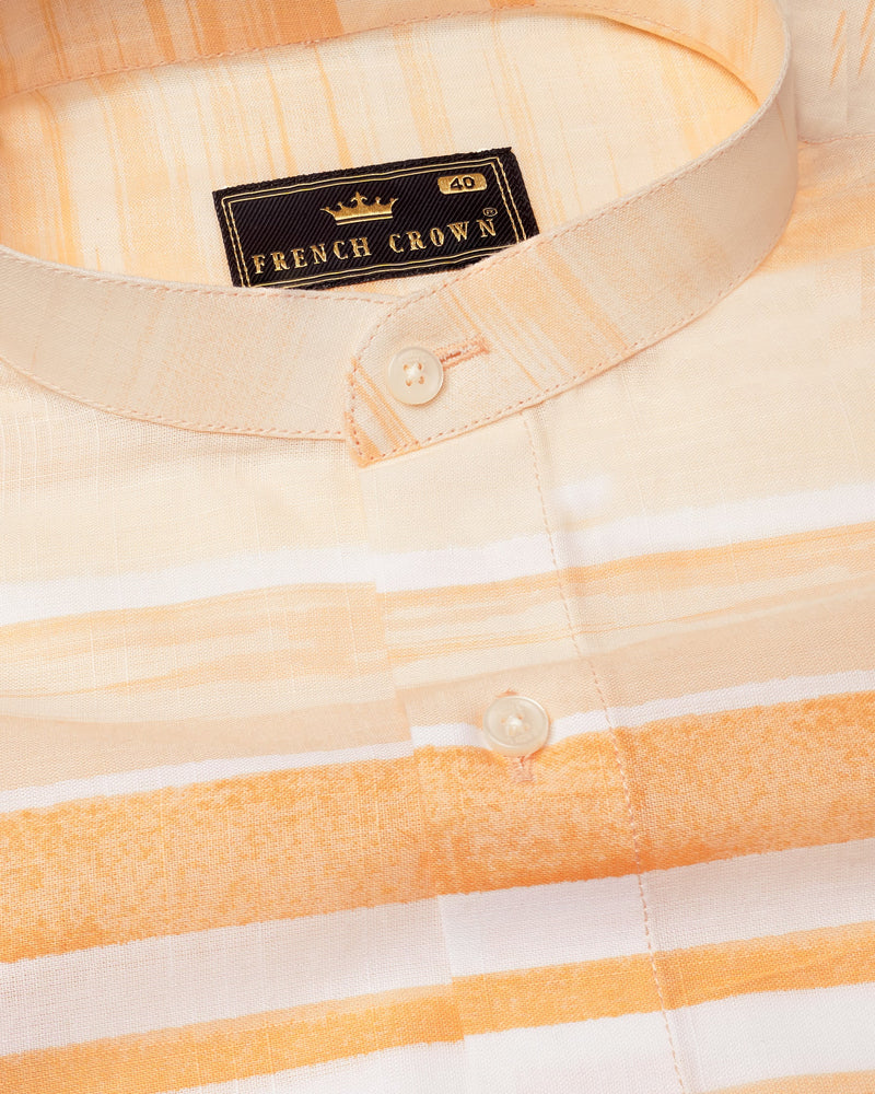 Neon Carrot and white Luxurious Linen Shirt