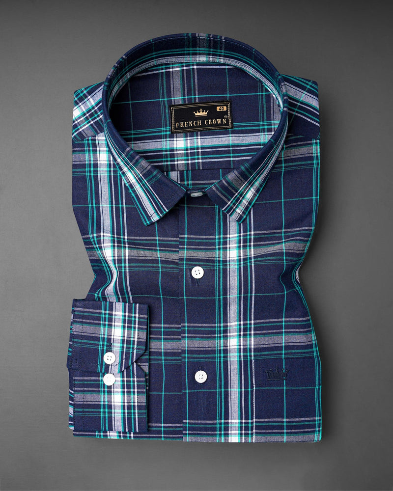 Rhino Blue Plaid Premium Cotton Shirt