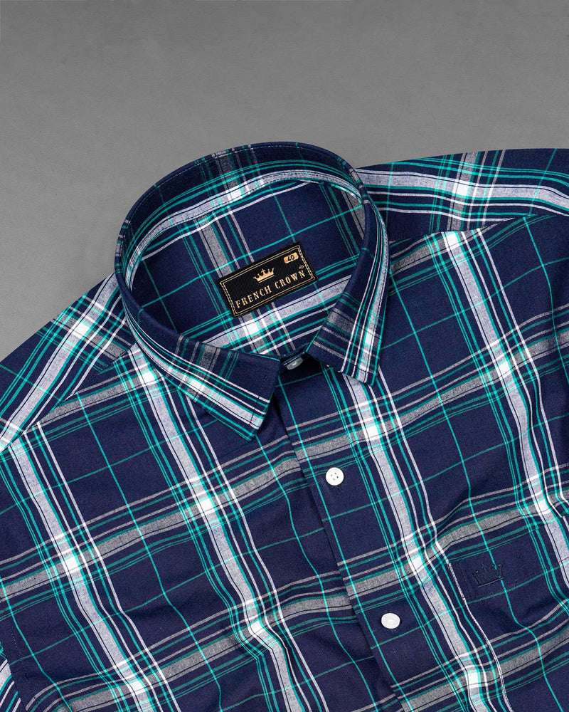 Rhino Blue Plaid Premium Cotton Shirt