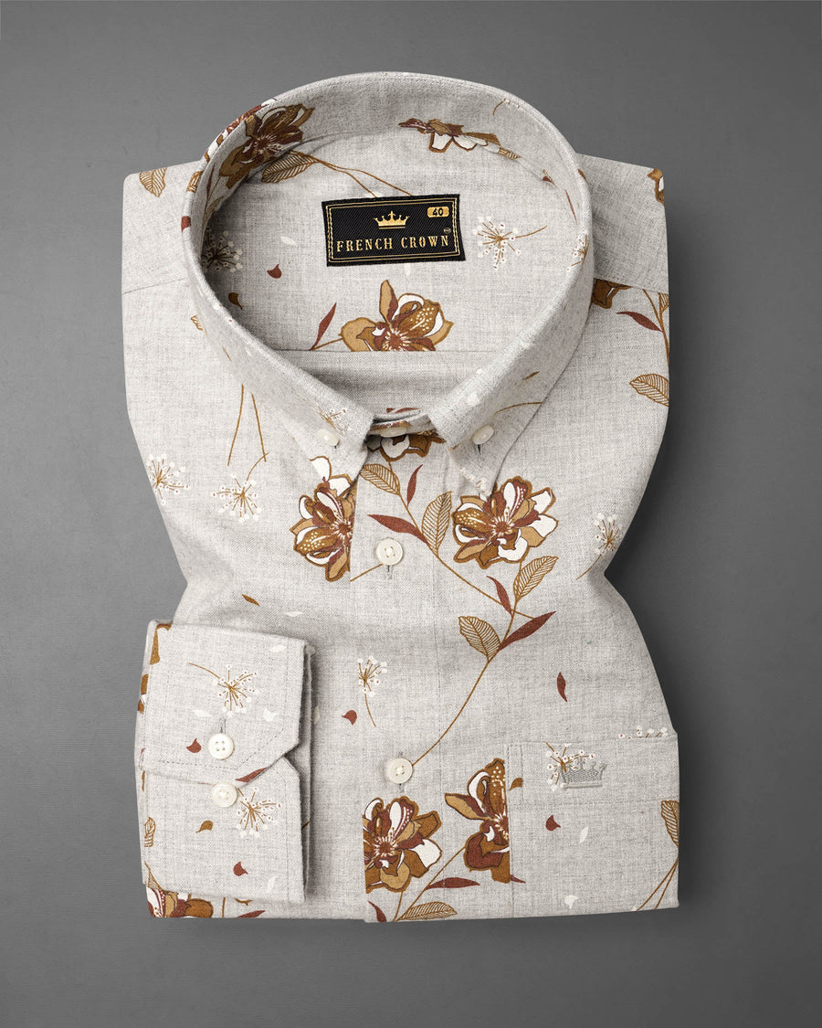 Swirl Gray Floral Flannel Shirt