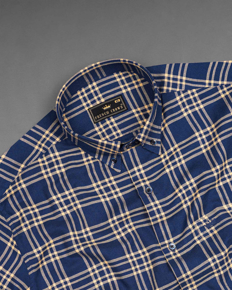 Cloud Burst Blue Twill Plaid Premium Cotton Shirt