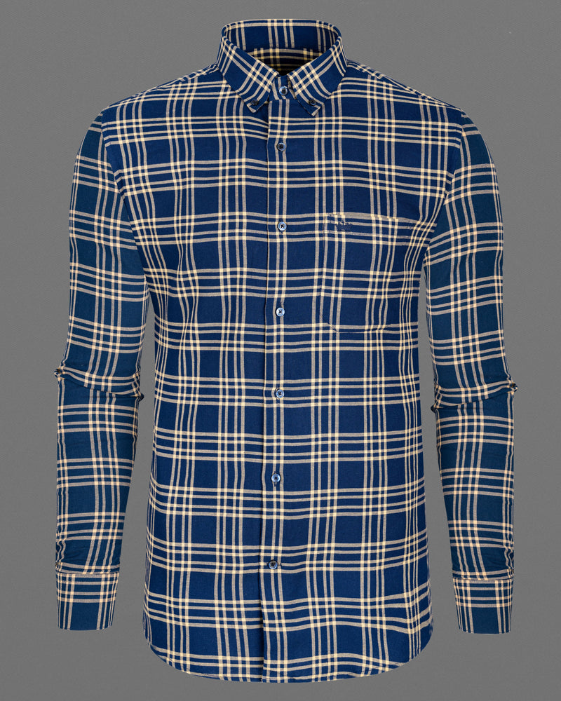 Cloud Burst Blue Twill Plaid Premium Cotton Shirt