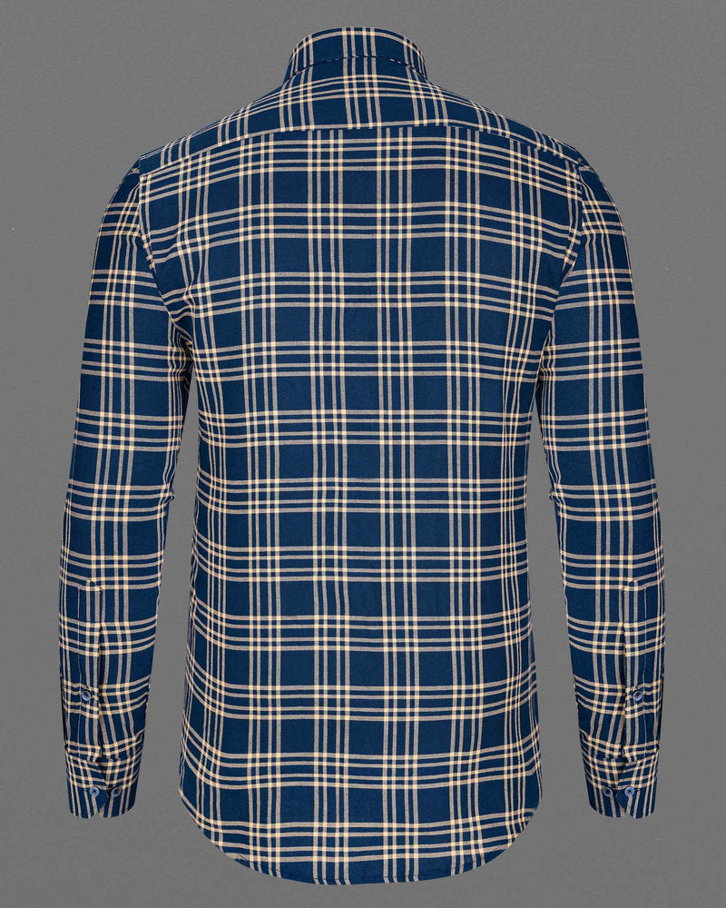 Cloud Burst Blue Twill Plaid Premium Cotton Shirt