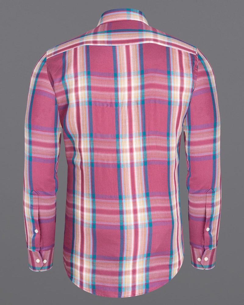 Tapestry Pink and Multicolored Twill Plaid Premium Cotton Shirt