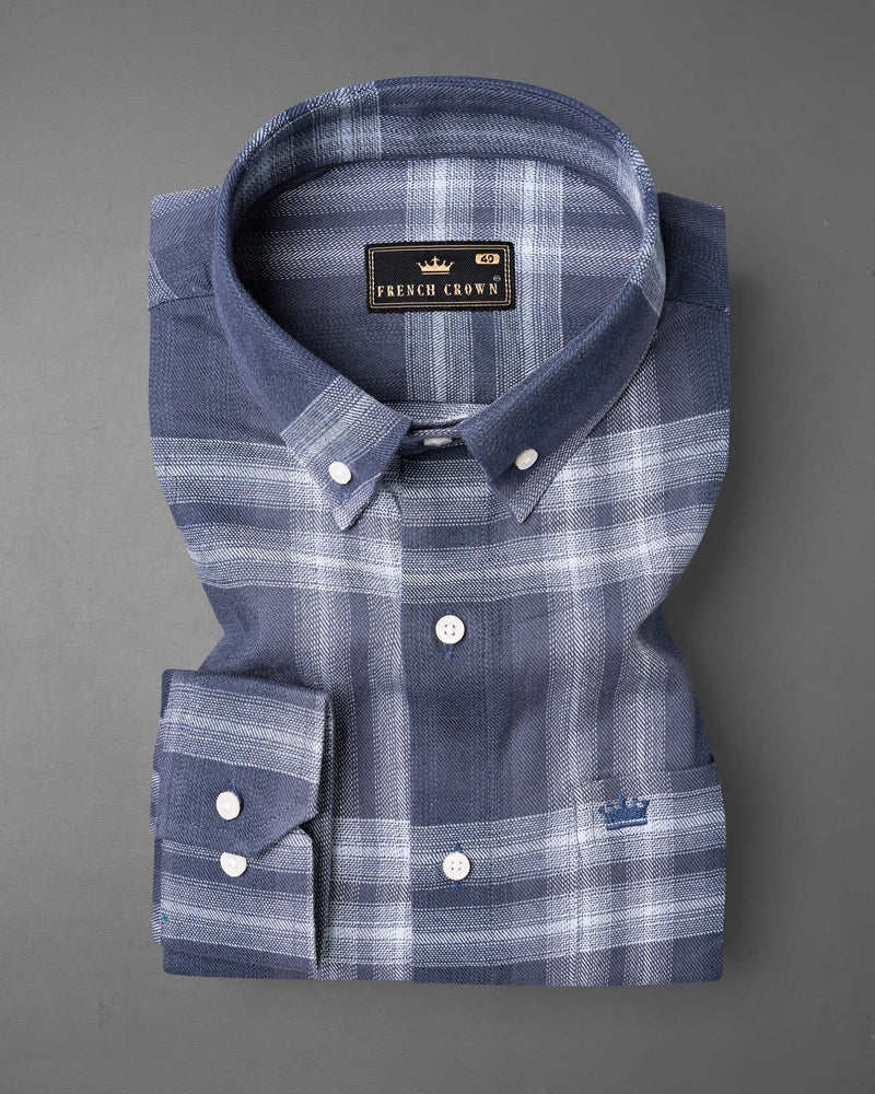 Mulled Wine Blue Plaid Flannel Shirt