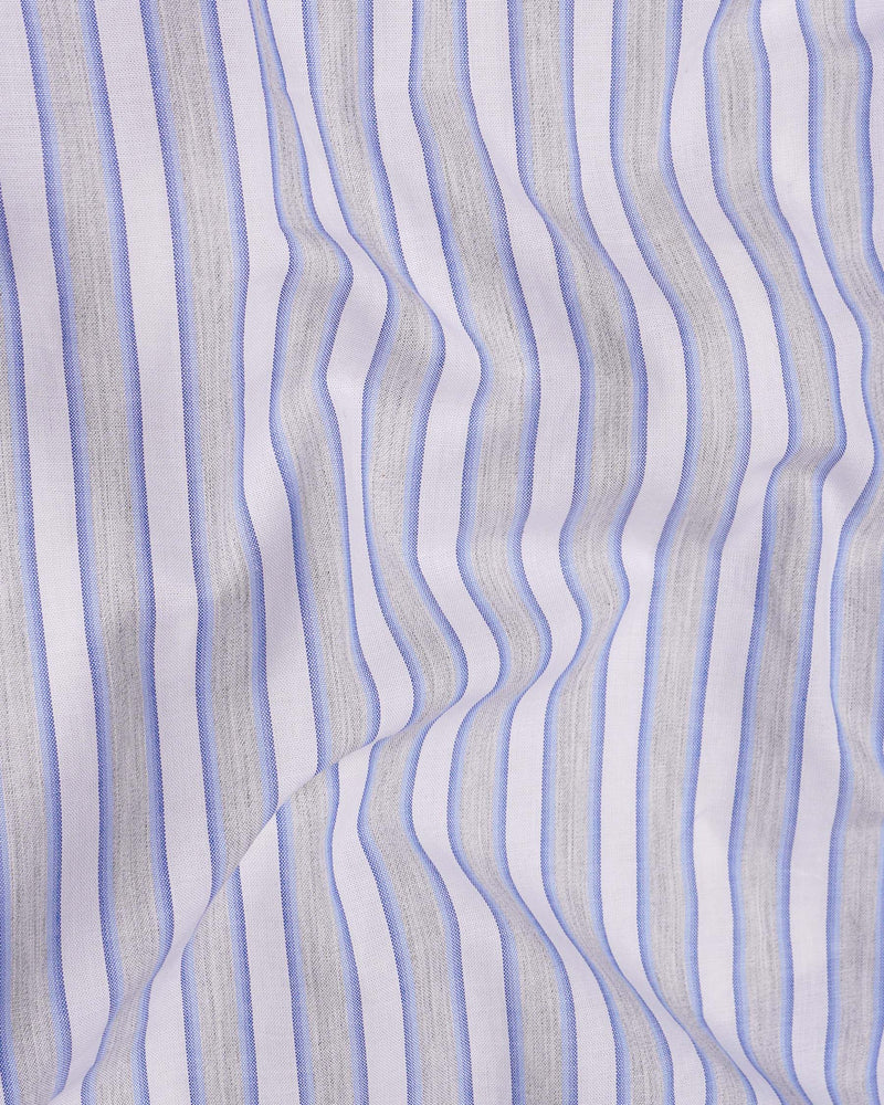 Martini Gray with Scampi Blue Striped Premium Cotton Shirt