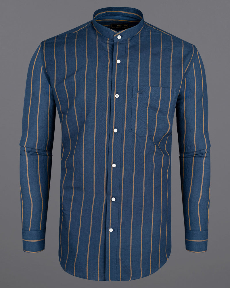 Chambray Blue with Luxor Gold Striped Premium Tencel Shirt